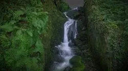 waterfall between walls