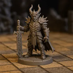 The Shadow King – Tiefling King Miniature with Cursed Greatsword, 28mm RPG Character 1/70 Scale