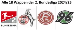 2. Bundesliga - alle 18 Vereinswappen 2024/25