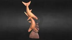 3D Scanned Wooden Whale Sculpture