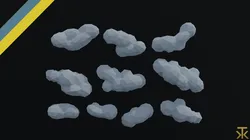 Cartoon clouds asset Polygonal Style