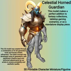 Characters & Creatures STL Descărcare - Celestial Horned Guardian - MR AnyCAD