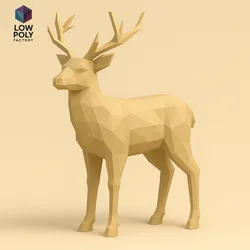 Deer - Majestic forest dweller with large Low Poly style antlers.