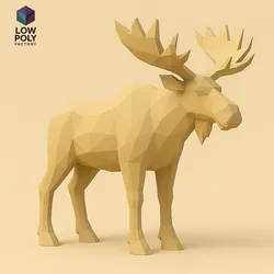 Elk - Majestic giant deer of the woods Low Poly style