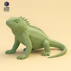 Green Iguana - Large Tropical Exotic Reptile Low Poly Style