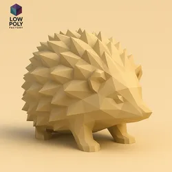 Hedgehog - Charming mammal with spikes and cuddly character Low Poly style