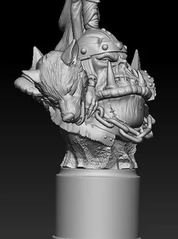 Orc Warrior Bust with Wolf – STL File for 3D Printing