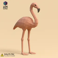 Pink Flamingo - Elegant tropical waterfowl with long colors and Low Poly style legs.