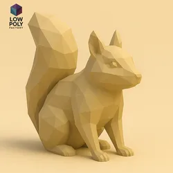 Red Squirrel - Small agile rodent of the forests Low Poly style