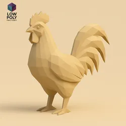 Rooster - Majestic fowl and symbol of sunrise Low Poly style