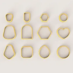 SIMPLE FORMS SET POLYMER CLAY CUTTER 3D Print Model in Earrings 442003