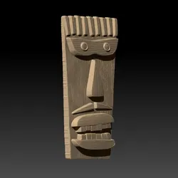 Tribal mask, cubism face, bas relief