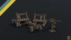 Cartoon siege engines asset Polygonal Style