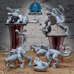 Mecha Panther Set / Steampunk Battle Robot / Steam Cat Construct Jaguar Leopard Cougar Beast / Steel Wild Animal Machine / Space Infantry Monster / Cosmic Invasion Army / Cyberpunk Steam Technology / Sci-Fi Encounter