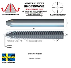 SILENCER SHOCKWAVE 295 mm .22" / 5,5 mm