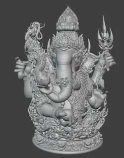 Thai Style Ganesha Statue Detailed Hindu God