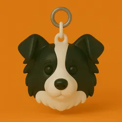 Border Collie 3D Plastic Key Ring - STL