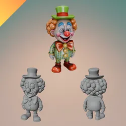 Cartoon Clown Character – STL and GLB File for 3D Printing – Funny Circus Clown Figurine