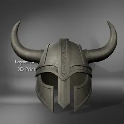 Cosplay STL تنزيل - Viking Helmet with Horns and Rune Engravings - LayerMint