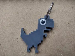 Googly Chrome Dino Keychain