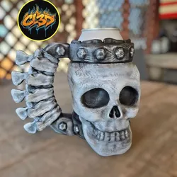 Skull Stein Can Koozie - Vertebrae Handle