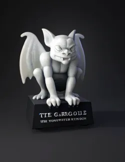 gargoyle statue with bat like wings on pedestal gray stone texture b