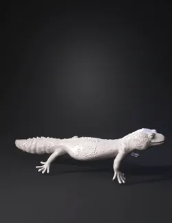 lizard model with textured bumpy skin white material