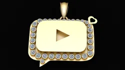 MOISSANITE Iced Youtube PANDANT 3D PRINTABLE MODAL 3D Print Model in Pendants 571801