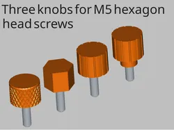 Three knobs for M5 hexagon head screws
