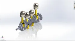 4 Cylinder Piston Engine Assembly