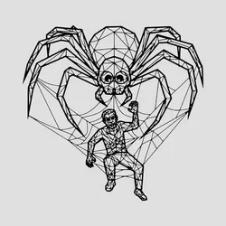 Giant Spider and Victim Line Art Wall Art
