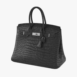 Hermes Matte Black Porosus Crocodile Birkin 35 Bag