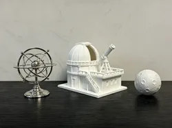 Observatorio panorámico, arquitectura en miniatura, telescopio astronómico - Modelo de impresión 3D gratuito