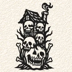 Other STL indir - Haunted House Bone Skulls Wall Art Home Decor - Kaoz Kitten