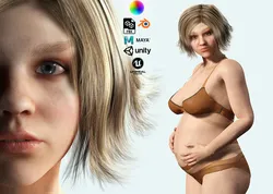 Pregnant woman and clothed Low-poly