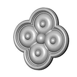 Carved beaded gothic clover rosette applique relief 3D print model