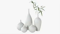 Ceramic white vase set with plants