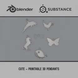 Cute - Printable 3D Pendants 3D Print Model in Pendants 425696