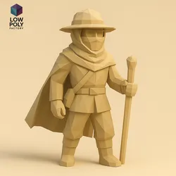 Desert Explorer - Nomadic arid-land traveler Low Poly style