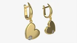 Earrings Heart Shape Diamond Gold Jewelry 03