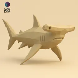 Hammerhead Shark - Imposing marine predator with a unique Low Poly style shape.