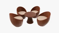 Rattan Four Chair And Table Set 01