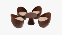 Rattan Four Chair And Table Set 02