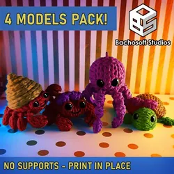 Articulated Keychains Pack - Knitted Sea Friends