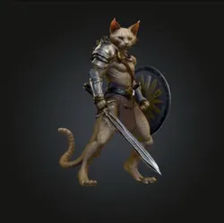 Characters & Creatures STL indir - Cat warrior #2 - Foxtrot007