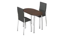 Wooden table with leather chairs