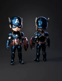Captain America action figure with shield blue suit and star emblem