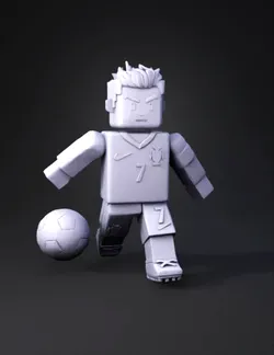Create a Roblox style 3D character model inspired by Cristiano Ronaldo