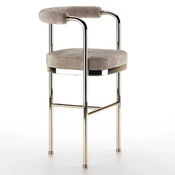 Art Deco Style Modern Velvet Bar Chair or Counter Height With Golden Details