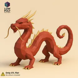 Asian Dragon - Oriental mythical dragon snake of good fortune Low Poly Style